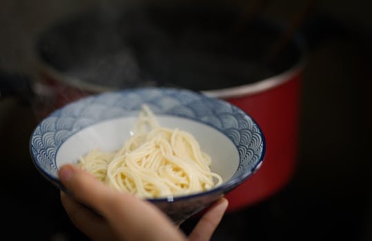 cooking pasta in boiling water