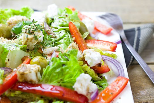 delicious green salad with tomato