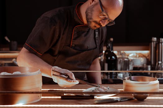 chef preparing slow-cooked dish