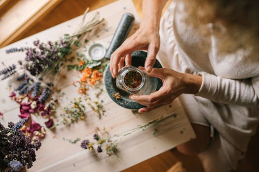 dried herbs in jars