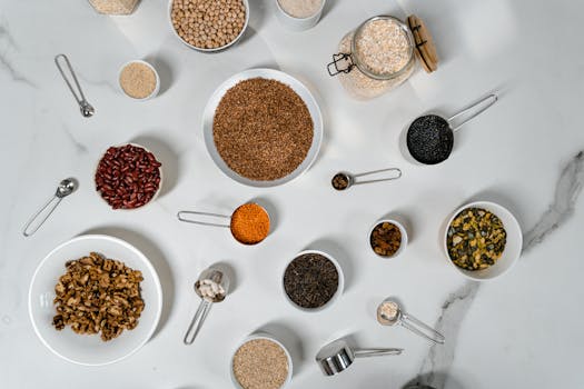 various grains in bowls