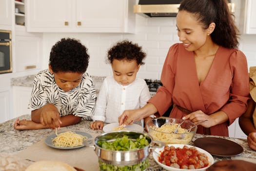 family cooking together