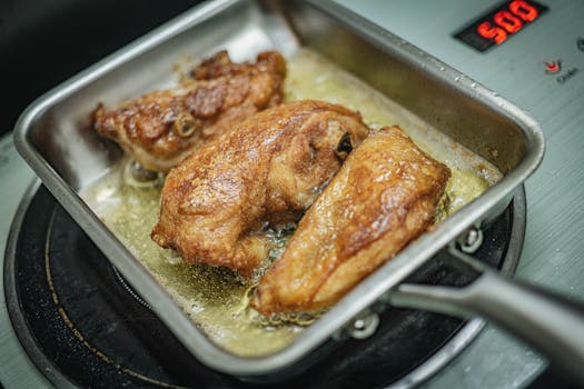 frying chicken in oil