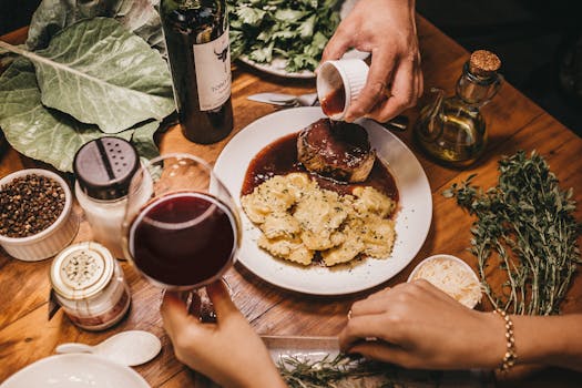 slow-cooked herbs on meat