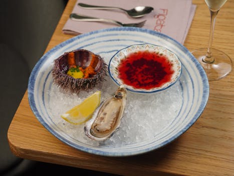 seafood dish with champagne