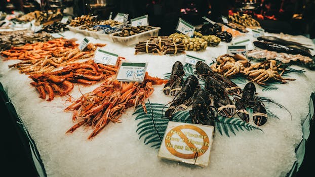 fresh seafood display