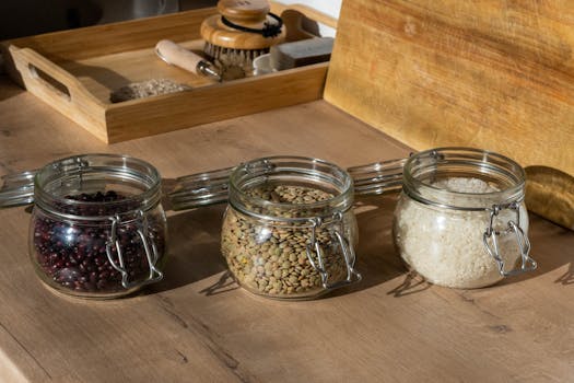 grains in airtight containers