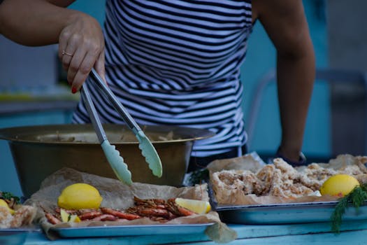 a chef preparing a savory dish with fresh ingredients