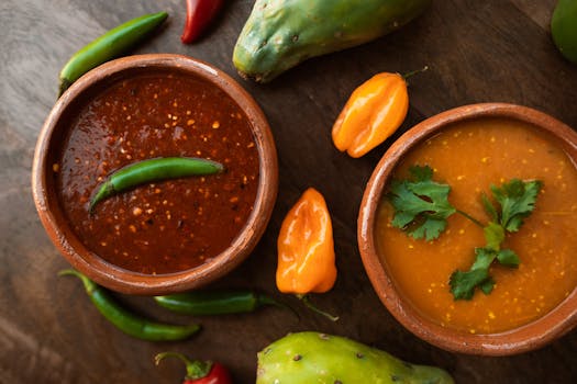 Colorful spices on a wooden table